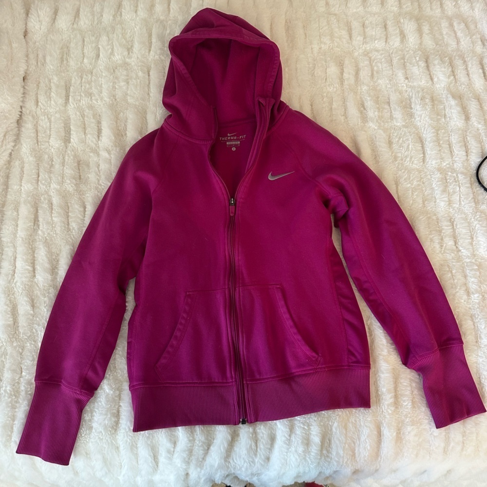 Nike Fuchsia Full-Zip Therma Fit Hoodie Size Small
